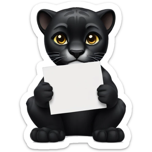 A black panther holding a white sheet of paper in its paws sticker