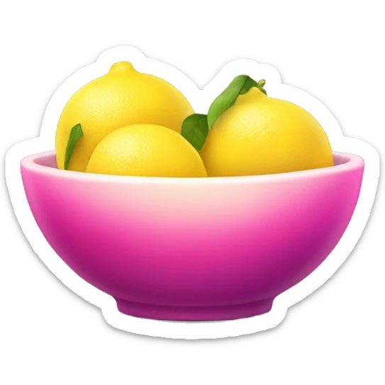 Realistic isolated pink to yellow ombre bowl of lemons. sticker