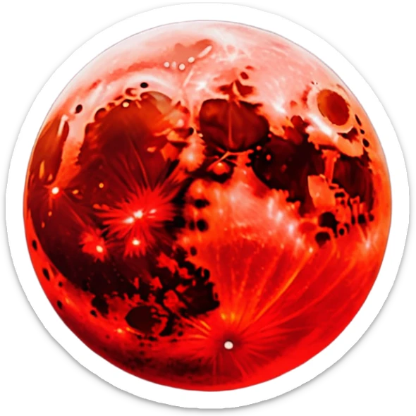 Edgy Black night sky with big Red vibrant neon-crimson-blood-moon Aesthetic scene scenery full picture  sticker
