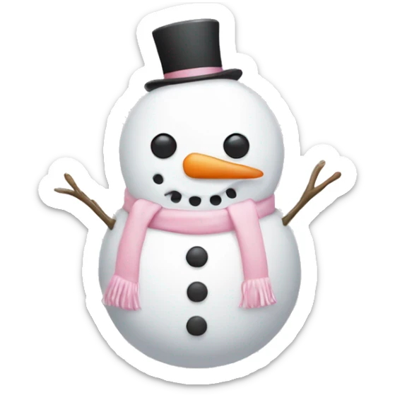 Cute white and light pink snowman sticker