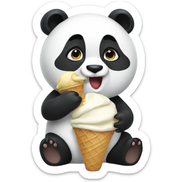 Panda eating ice cream sticker