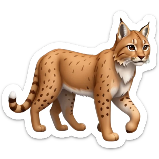 Eurasian Lynx walking in the snow beautiful aesthetic, snowy ground, snow falling around, wooden pine trees in the background, full aesthetic scenic image scenery realistic photo realism sticker