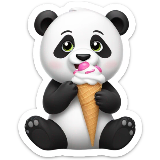Panda eating ice cream sticker