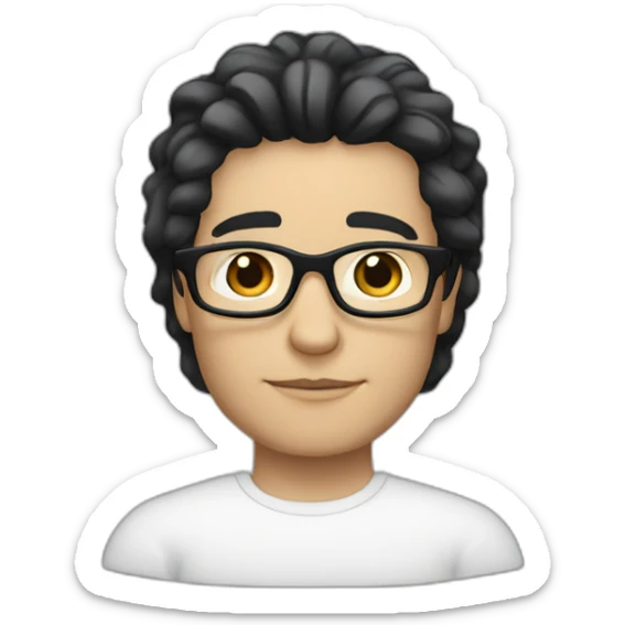 A white person with black hair, his hair is soft and wears black glasses. sticker