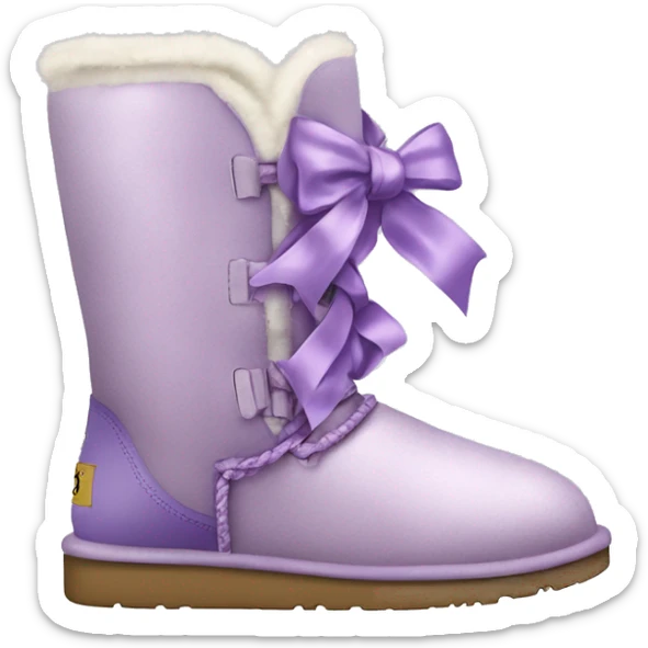 Realistic light purple ugg boots with fur and laced up light purple ribbons tied into bows. sticker