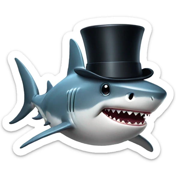 Shark with a top hat sticker