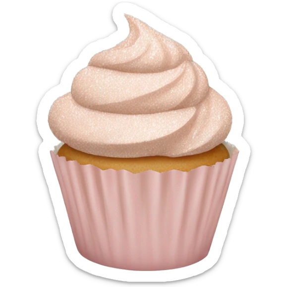 Pale blush pink cupcake with light beige glittery wrapper sticker