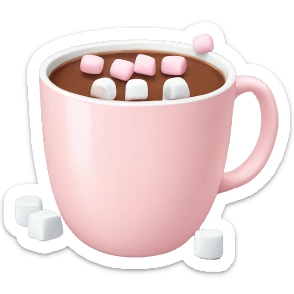 Light Pink mug of hot chocolate with marshmallows  sticker