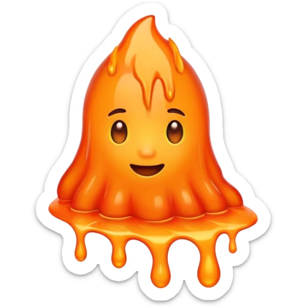create an emoji of a little lava flow, no face just the lava, no volcano, something like a stain sticker