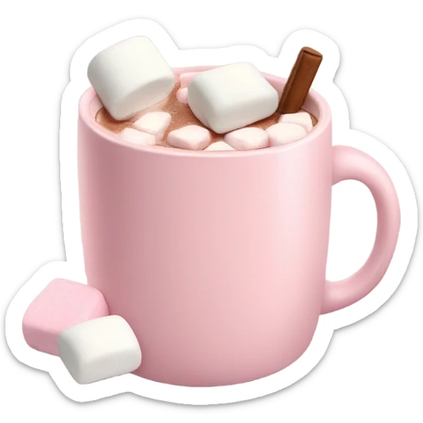 Light Pink mug of hot chocolate with marshmallows  sticker