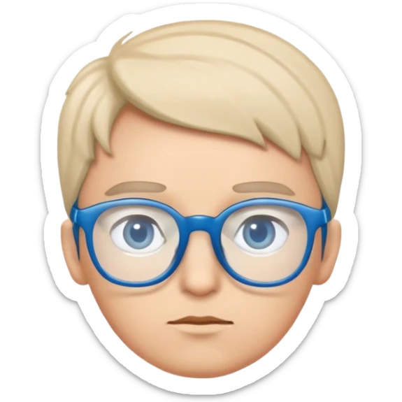 Inquisitive eyes with blue glasses resting on top of them. The face has a curious and thoughtful expression.  sticker