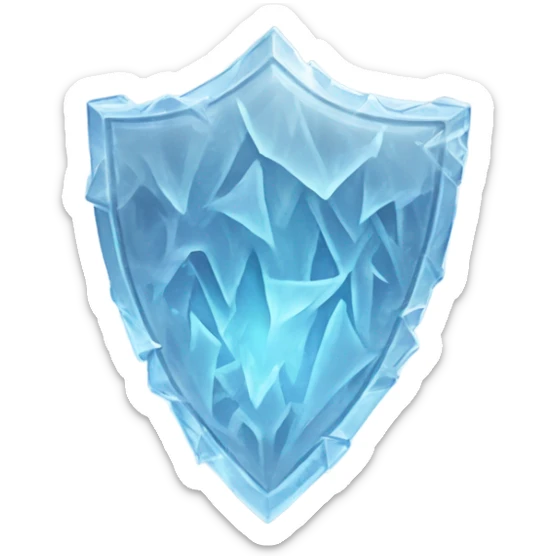  A semi-transparent ice shield, made of large, icy shards with intricate frosty patterns, glowing faintly blue and surrounded by icy mist. sticker