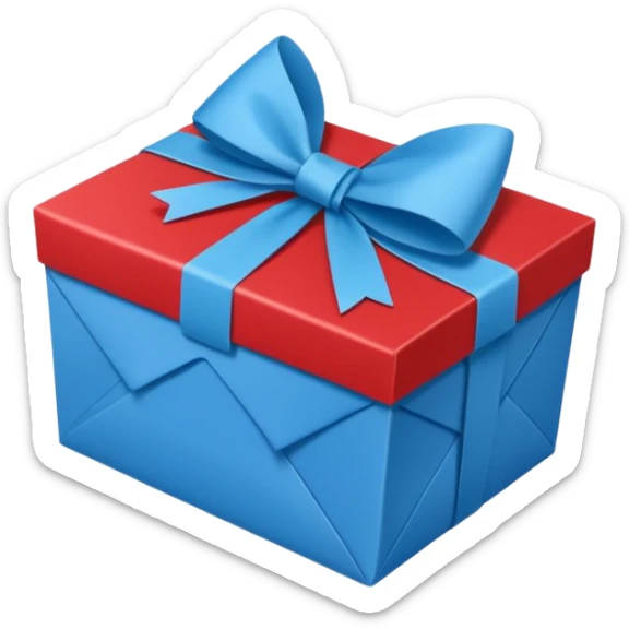 Cadeau rouge et bleu et avec dessus un étiquettes avec marqué en texte  : cadeau à la clé sticker