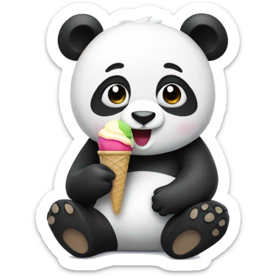 Panda eating ice cream sticker