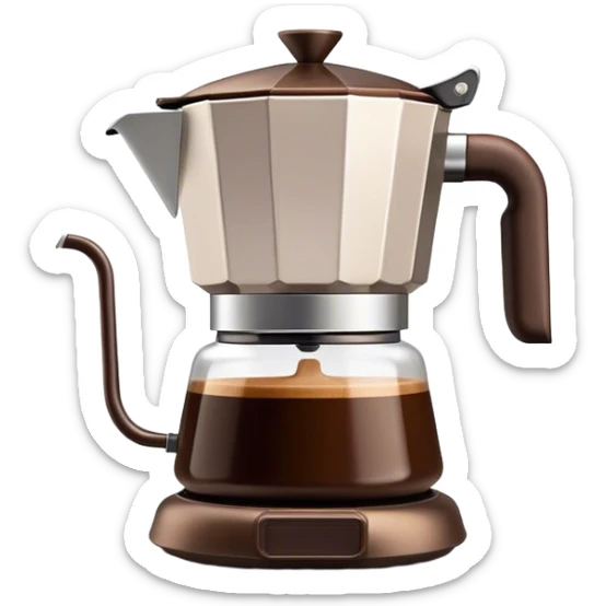 Cinematic Realistic Moka Pot Pop Culture Emoji, featuring an iconic Italian coffee maker rendered with classic charm and warm, inviting lighting. sticker