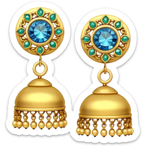 A small beautiful jhumka pair in golden color with very few stones sticker