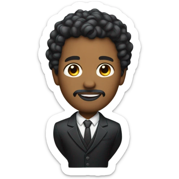 brown skin man with short curly hair and goatee wearing a suit full body can be seen  sticker