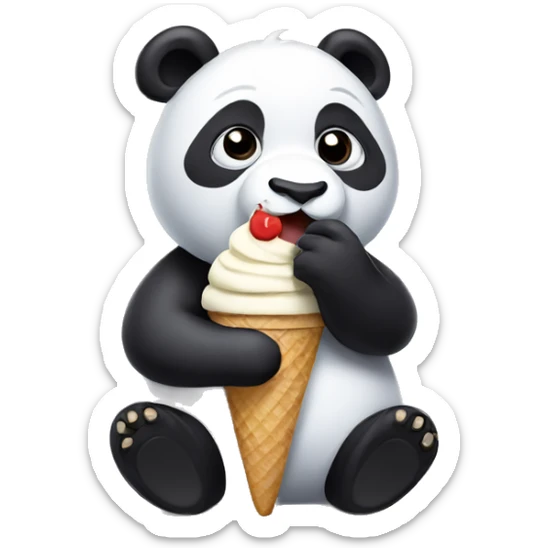 Panda eating ice cream sticker