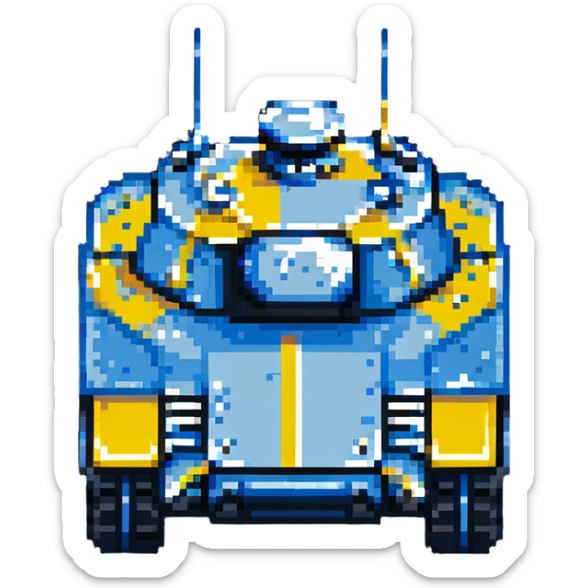 Ukrainian tank with blue and yellow details, military vehicle sticker