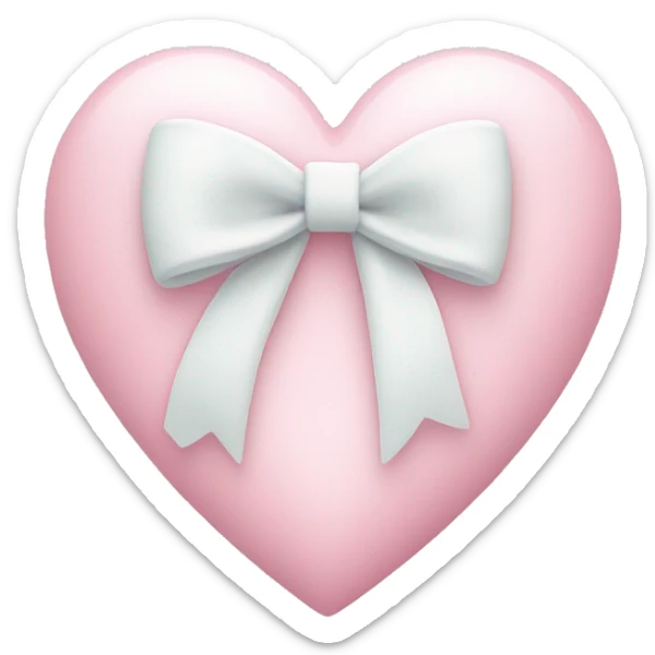 Pastel pink heart with white bow sticker