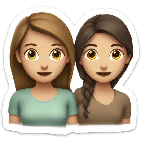 lesbian cuddles dark brown hair girl and light brown hair girl  sticker
