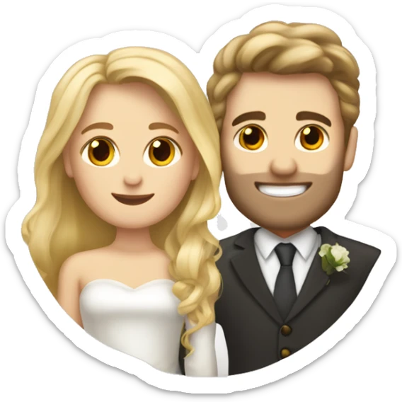 Blonde Frau lange Haare und Mann mit Anzug braune Haare und Bart heiraten sticker