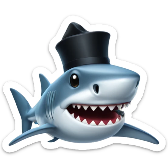 Shark with a top hat sticker
