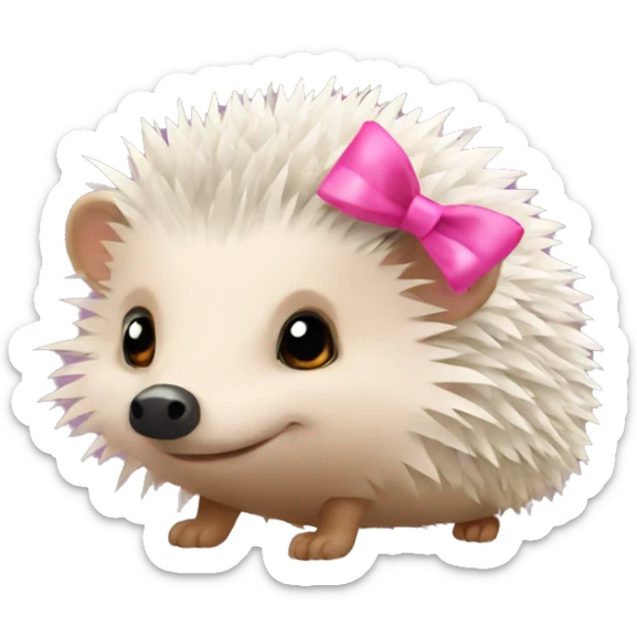 hedgehog with a pink bow sticker