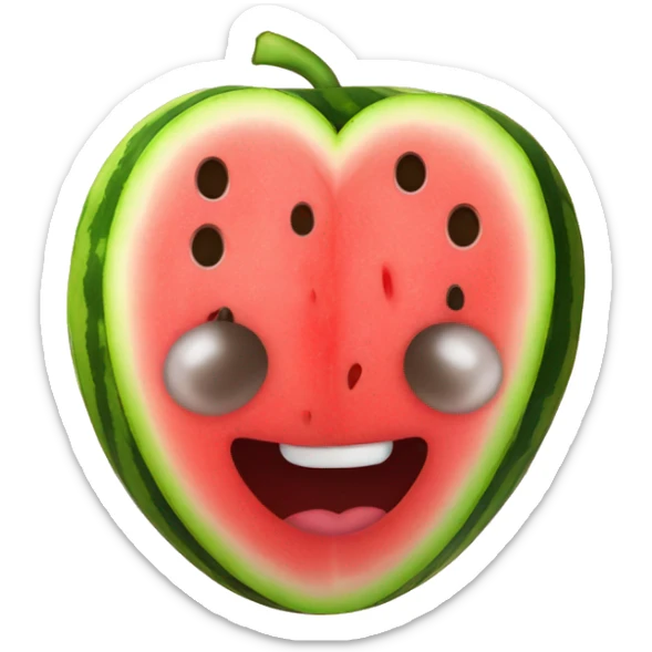 Emoji with hearts in the eyes but with watermelons instead of hearts  sticker