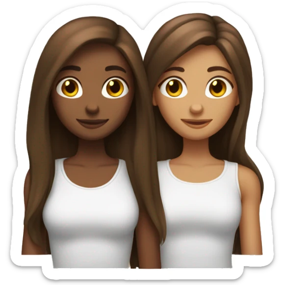Create two skinny toned girls with long brown hair, with a degree in their hands  sticker