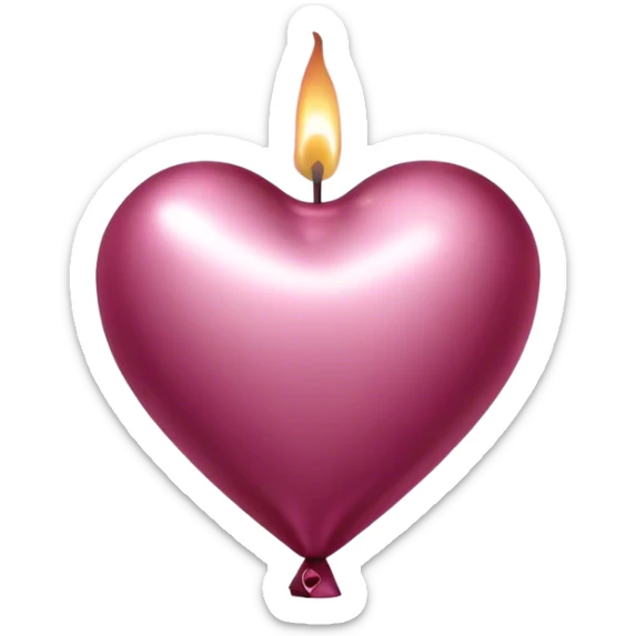 metallic heart-shaped balloons in burgundy and pink aesthetic decorative candle in the shape of a heart sticker