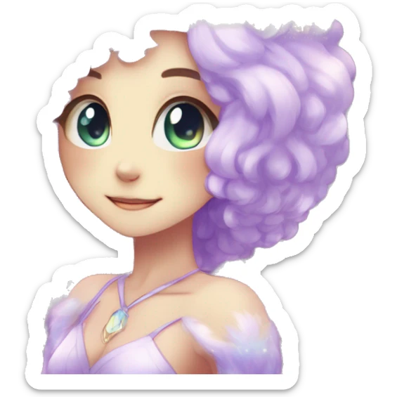 Shiny Sparkly Fluffy beautiful Hair Kawaii Ethereal Anthro Sona Nebula-Crystal-Fakemon sticker