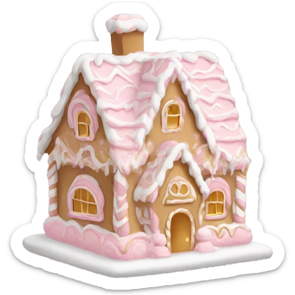 light pink and gold and white gingerbread house sticker