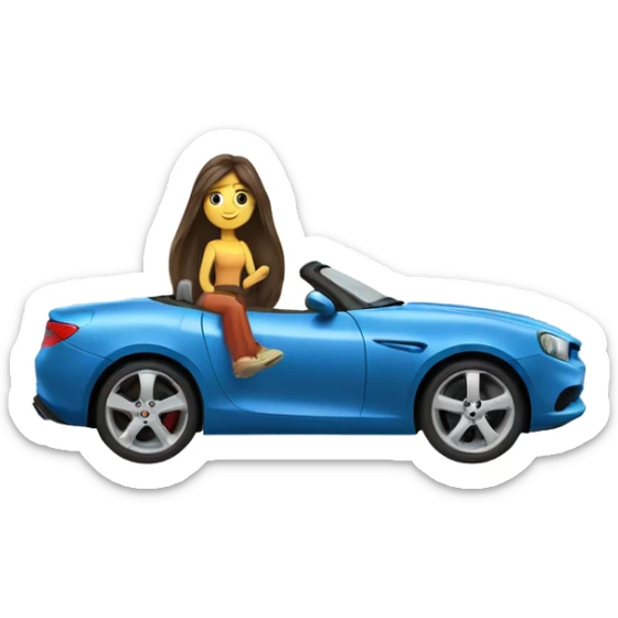 brunette-girl-long-hair-roadster-car-driving sticker