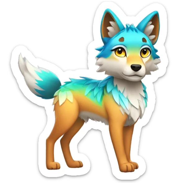 Colorful Shiny Fionbri-Falvie-sparkle-wolf-sona with tribal markings full body sticker
