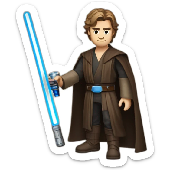 Anakin Skywalker with a blue lightsaber in his right hand and a scotch whiskey glass in his left hand sticker