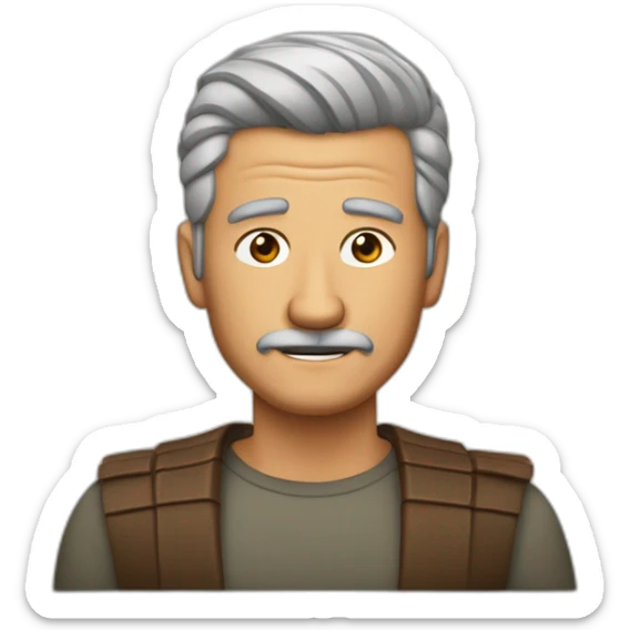 hombre de 57 años castaño peinado con raya a un lado, de cara no muy ancha y complexión fuerte sticker