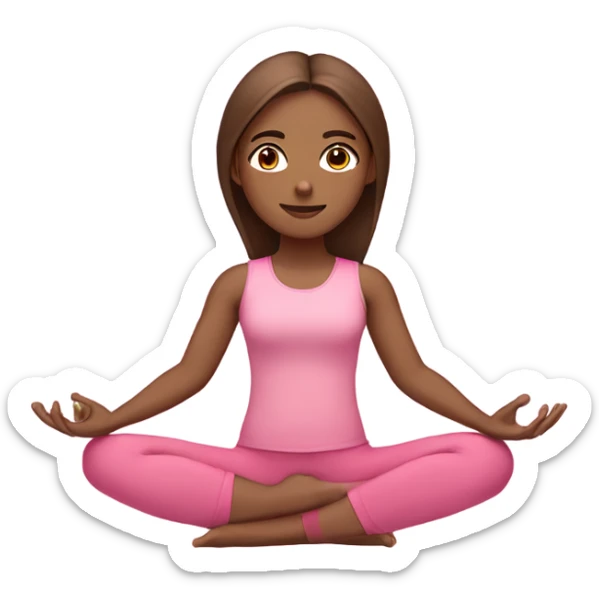 girl with brown long stright hairs with brown eyes doing yoga in pink clothes  sticker