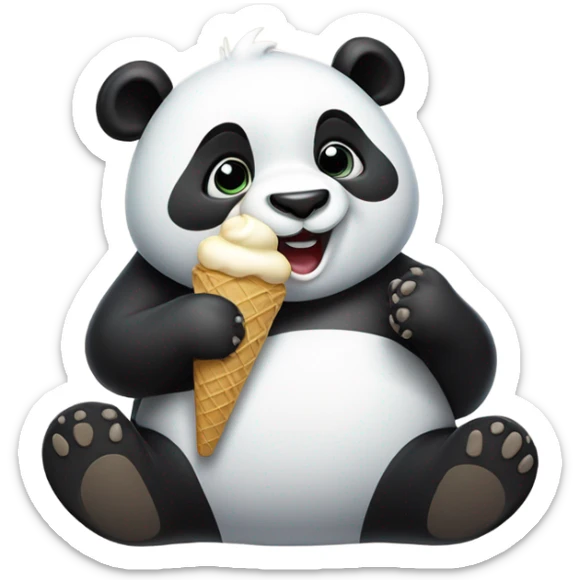 Panda eating ice cream sticker