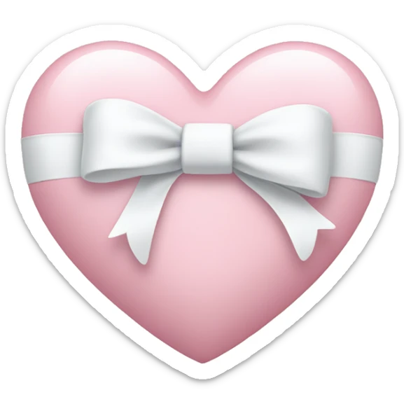 Pastel pink heart with white bow sticker