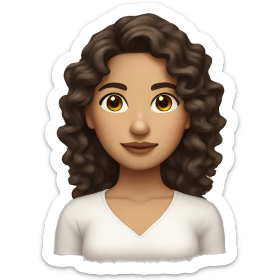 Mexican girl with dark brown long curly hair long lashes light brown doe eyes sticker