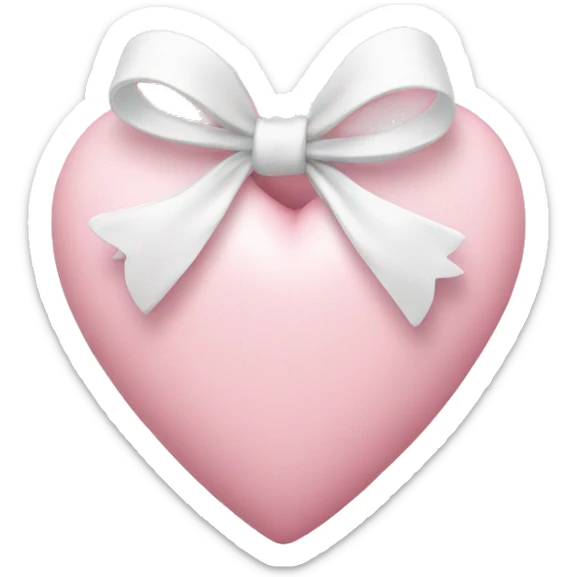 Pastel pink heart with white bow sticker