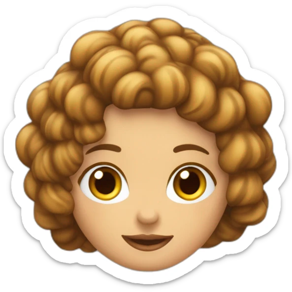 Chica saludando que sea delgada con cabello café ondulado, ojos café, que tenga un suéter blanco sticker