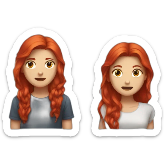 One girl red hair fight with a boy with long hair  sticker