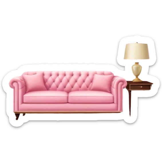 Living room in the of Powder Pink  color vintage glamour style sticker