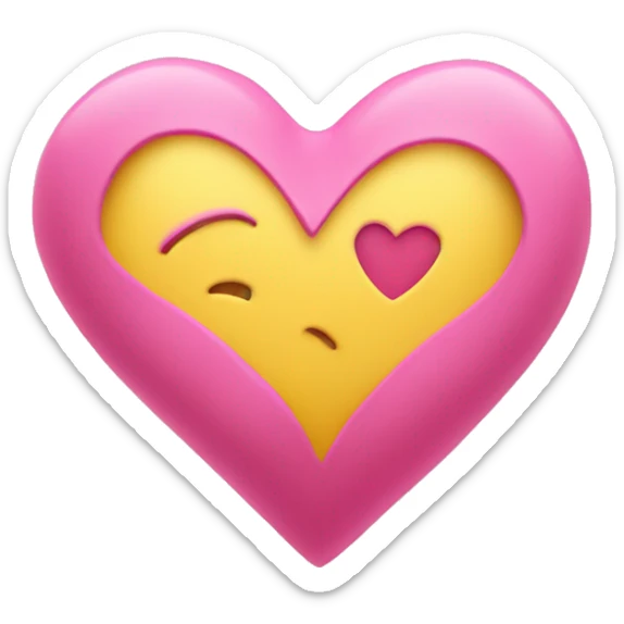 Yellow heart inside of pink heart  sticker