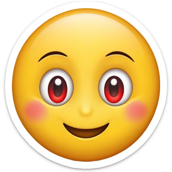 A smiley emoju with big eyes and the eyes have a red tint to them sticker