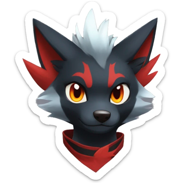 Black Cool Edgy Anthro Quilava Litten Zoroark Zorua Fakémon  with White and Red Edgy markings sticker