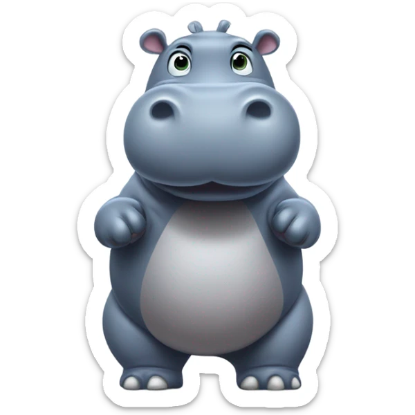 hippo waving sticker