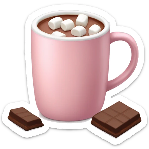 Light Pink mug of hot chocolate with marshmallows  sticker